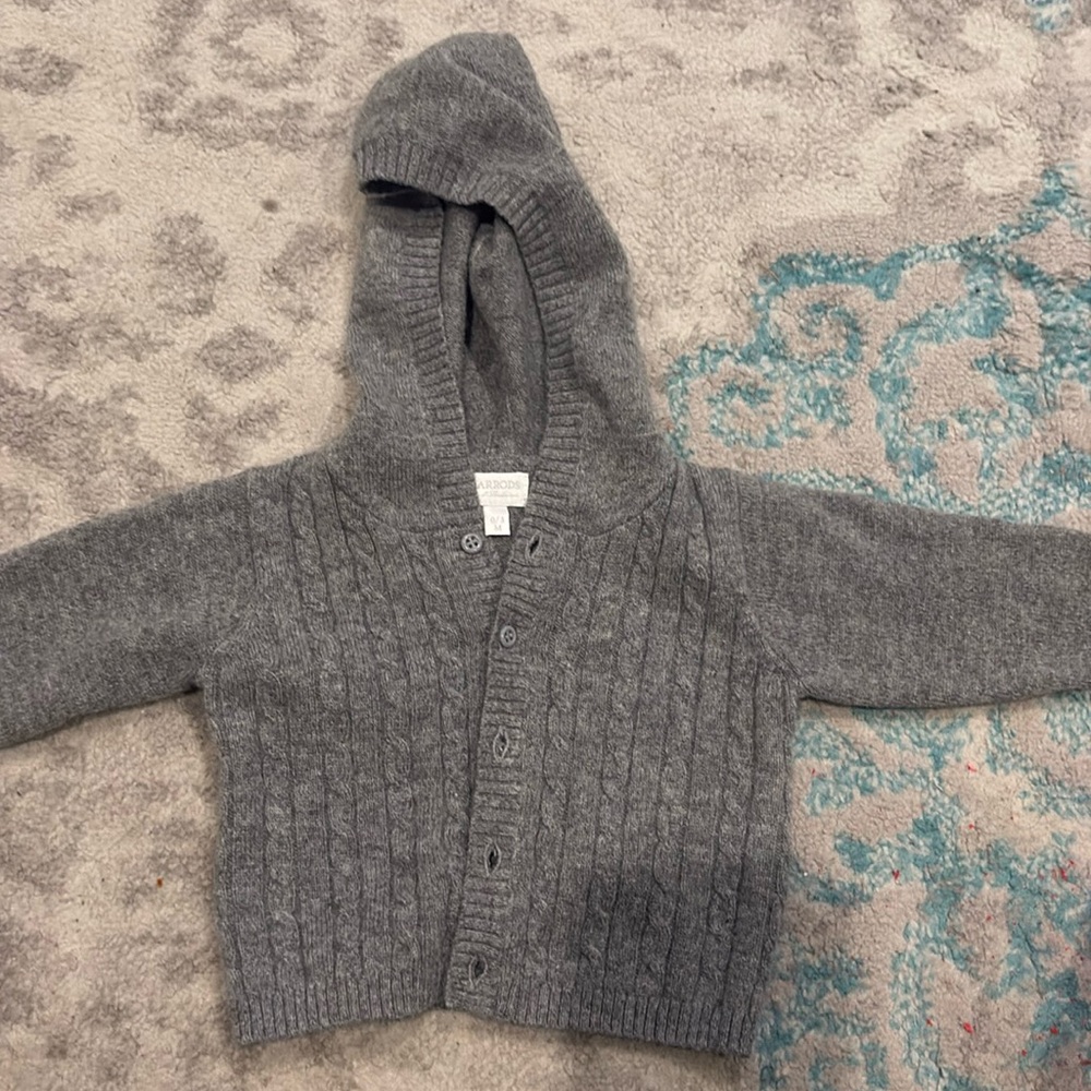 Harrods London Grey Cashmere Sweater 0 - 3 months Infant Boy EUC worn 1x